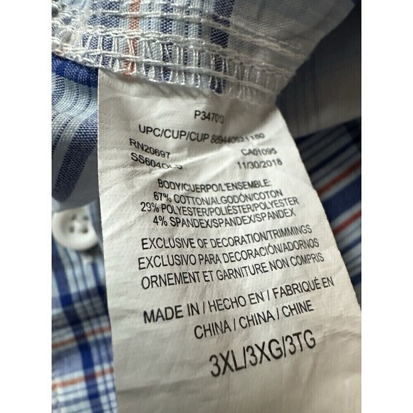 Dickies Shirt Mens 3XL Blue Plaid Short Sleeve Temp-iQ Performance Work - Picture 6 of 11